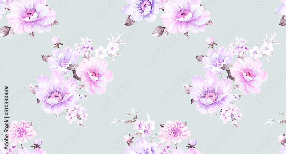 Combination of watercolor flower elements Combination of watercolor flower elements