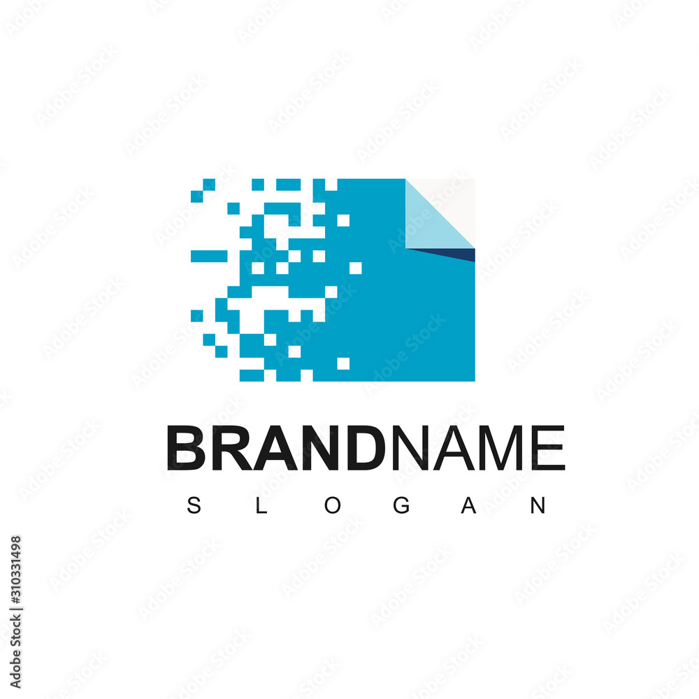 Blue Pixel Document Logo Design Vector Blue Pixel Document Logo Design Vector