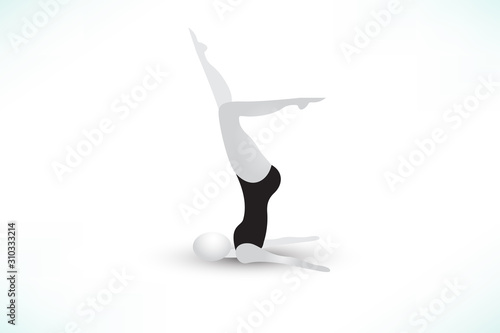 Sport woman exercising aerobics line art logo 3D vector image
