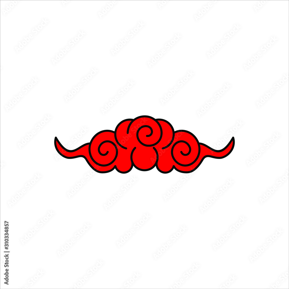Obraz premium Chinese and japanese style red clouds. Vector collection of cloud oriental style illustration. EPS10