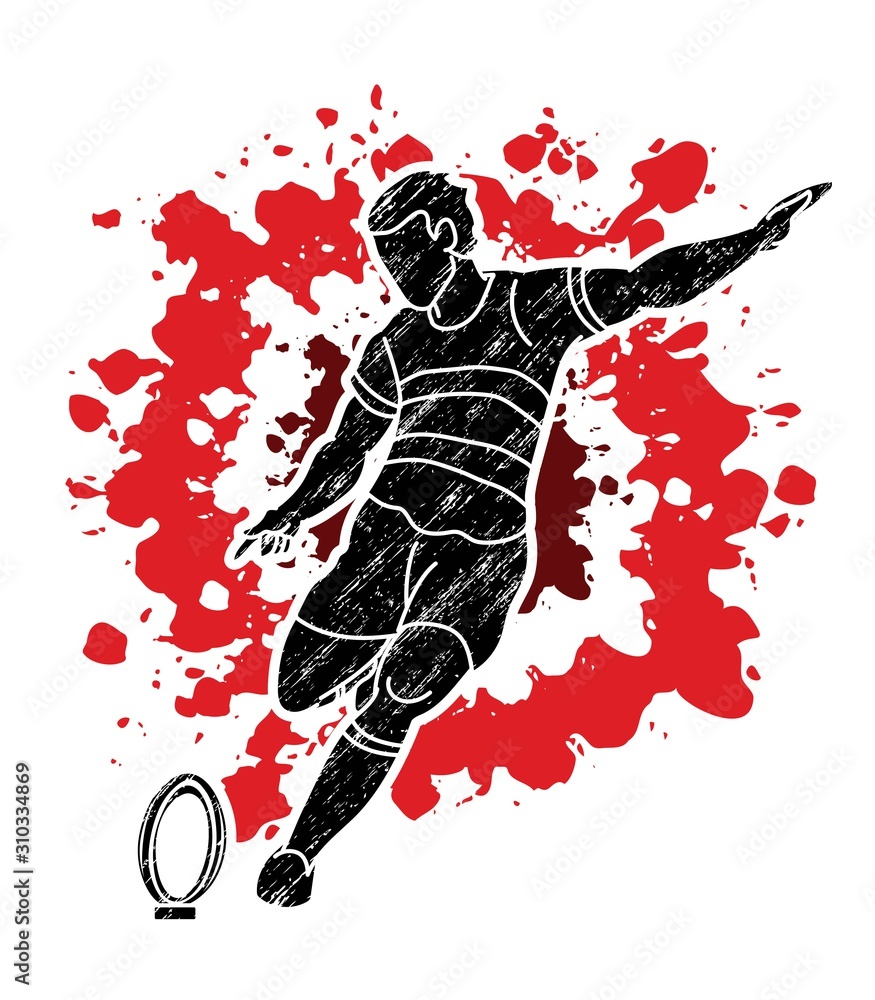 Vettoriale Stock Rugby player action cartoon sport, Sportsman graphic  vector. | Adobe Stock