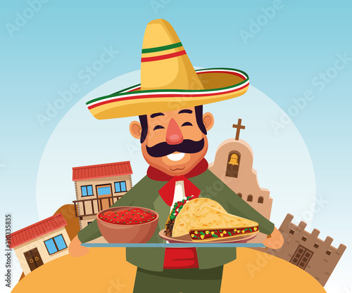 Mexican cartoon man vector design