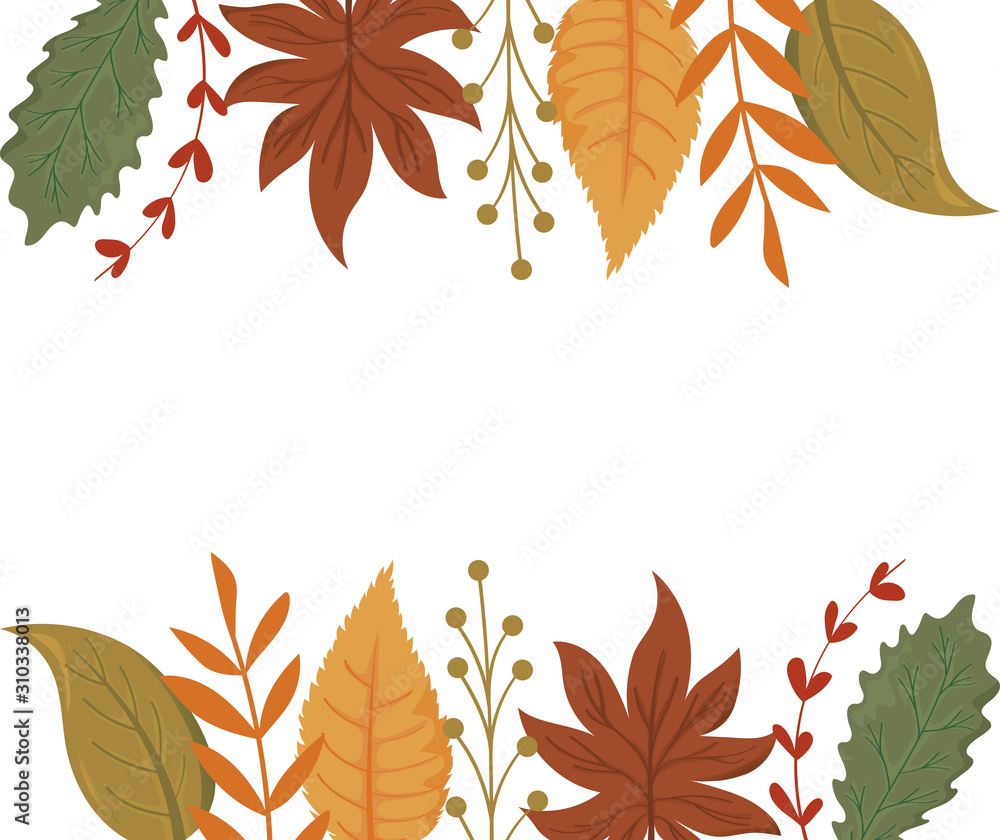 Isolated frame of autumn leaves vector design