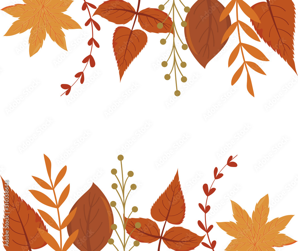Fototapeta premium Isolated frame of autumn leaves vector design