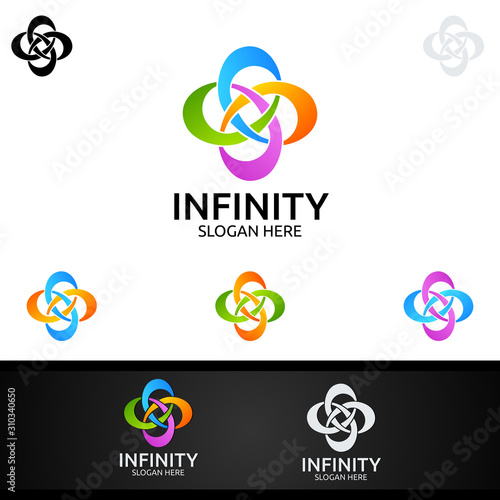 Infinity loop logo icon. Vector unlimited infinity, endless line shape sign