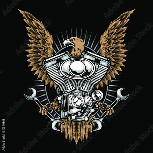 motorcycle eagle vector and logo