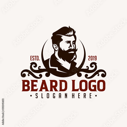 Barber shop vintage design logo template