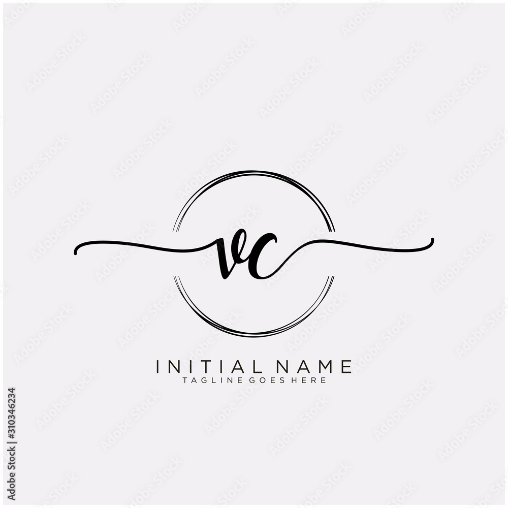 VC Initial handwriting logo with circle template vector. VC Initial handwriting logo with circle template vector.
