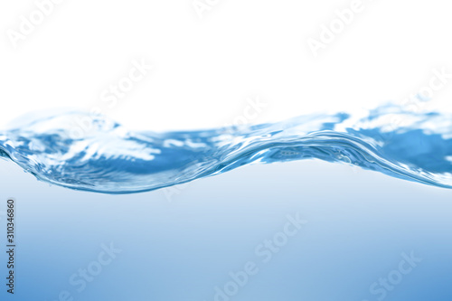 Water splash. Aqua flowing in waves and creating bubbles. Drops on the water surface feel fresh and clean. isolated on white background.