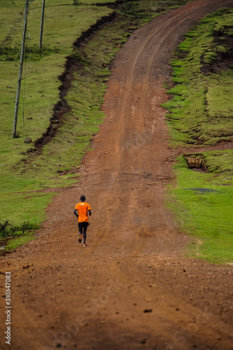 Runner training in Ngong Hills near Nairobi Kenya 