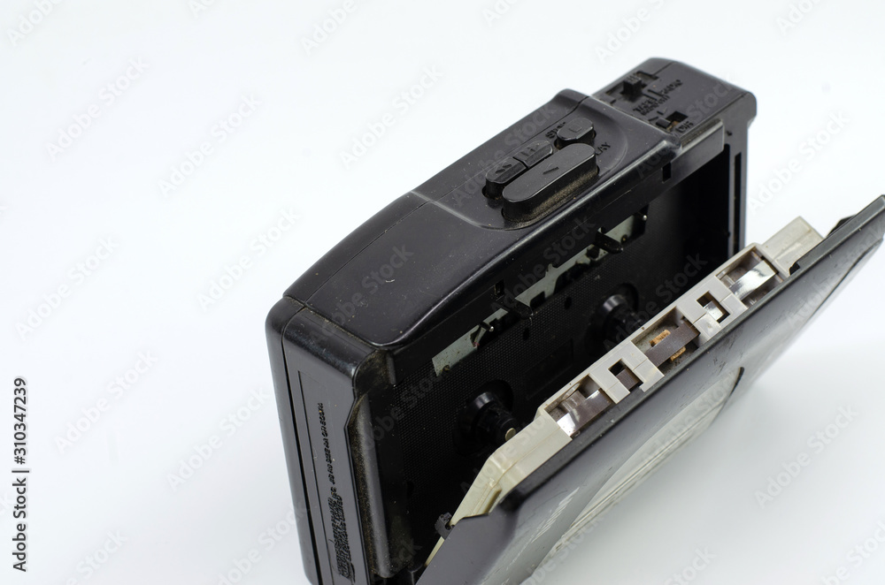 Obraz premium Closeup of cassette tape, audiotape walkman