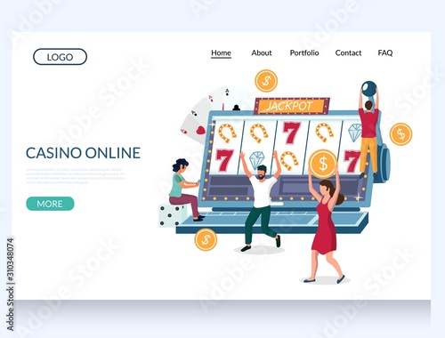 Casino online vector website landing page design template