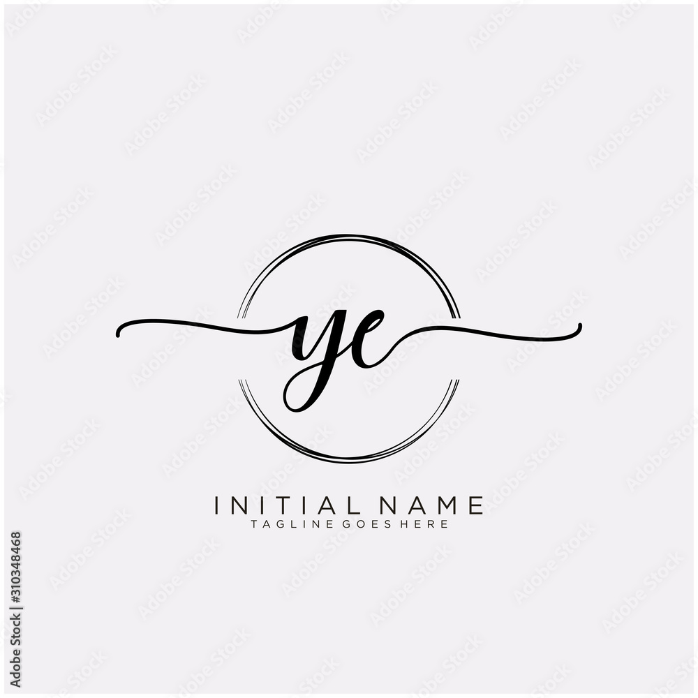 YE Initial handwriting logo with circle template vector. YE Initial handwriting logo with circle template vector.