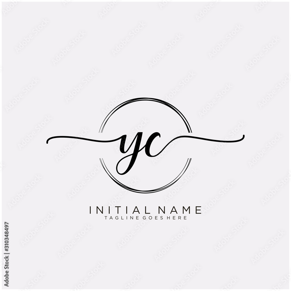 YC Initial handwriting logo with circle template vector. YC Initial handwriting logo with circle template vector.
