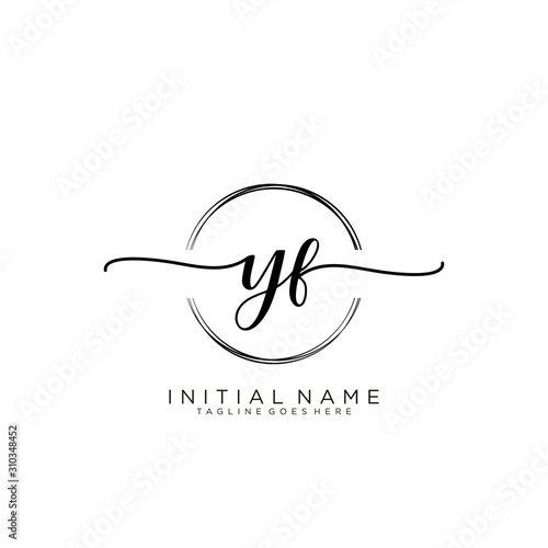 YF Initial handwriting logo with circle template vector. photo