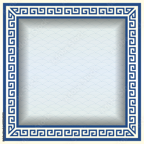 Traditional Chinese Blue Porcelain And White Jade Colors Background, The Great Wall Frame