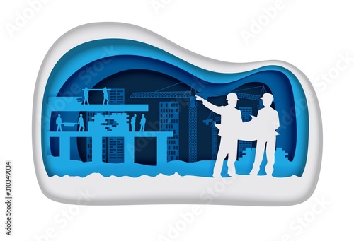 Housing development vector illustration in paper art style