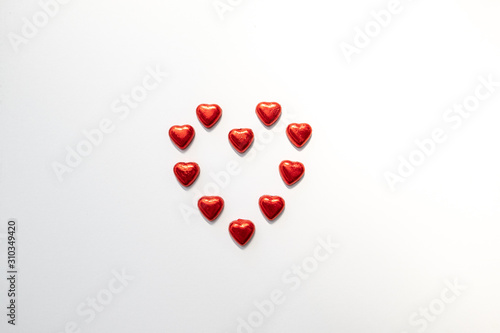 Chocolate hearts Valentines Day Candy Love Sweets White Background