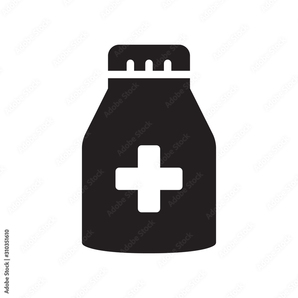 Medicine bottle icon in trendy flat style design. Vector graphic illustration. Medicine bottle icon for website design, logo, app, and ui. Vector file. EPS 10. Medicine bottle icon in trendy flat style design. Vector graphic illustration. Medicine bottle icon for website design, logo, app, and ui. Vector file. EPS 10.