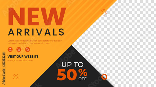 New arrivals banner template. Promotion sale banner for website, flyer and poster