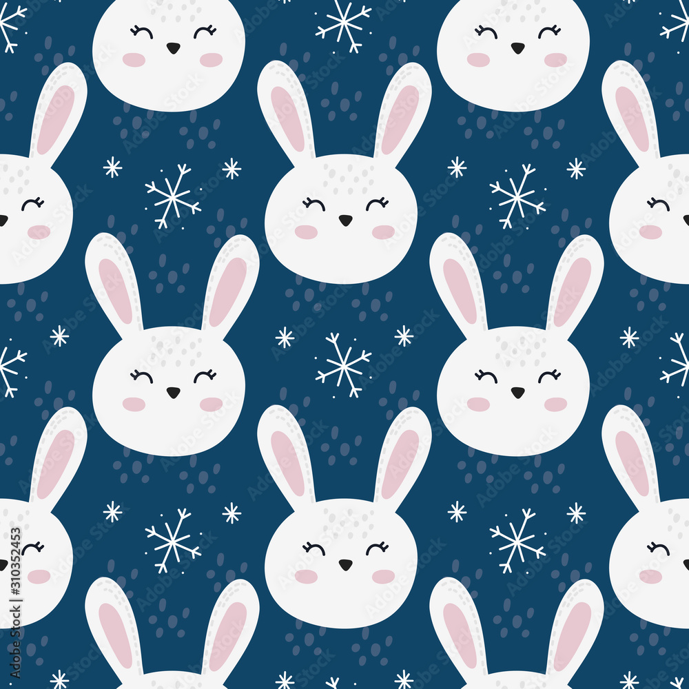Rabbit face cute. Nursery pattern illustration. Rabbit face cute. Nursery pattern illustration.