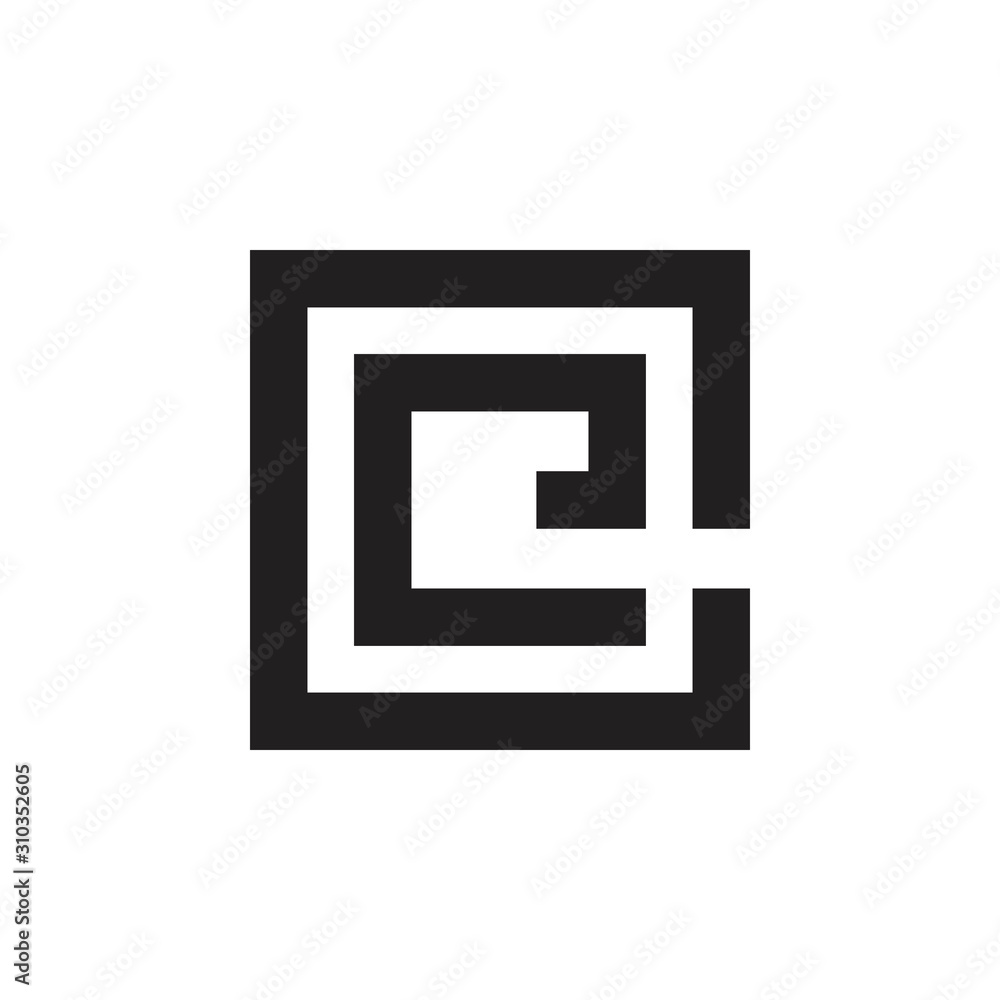 letter ec simple square geometric logo vector letter ec simple square geometric logo vector