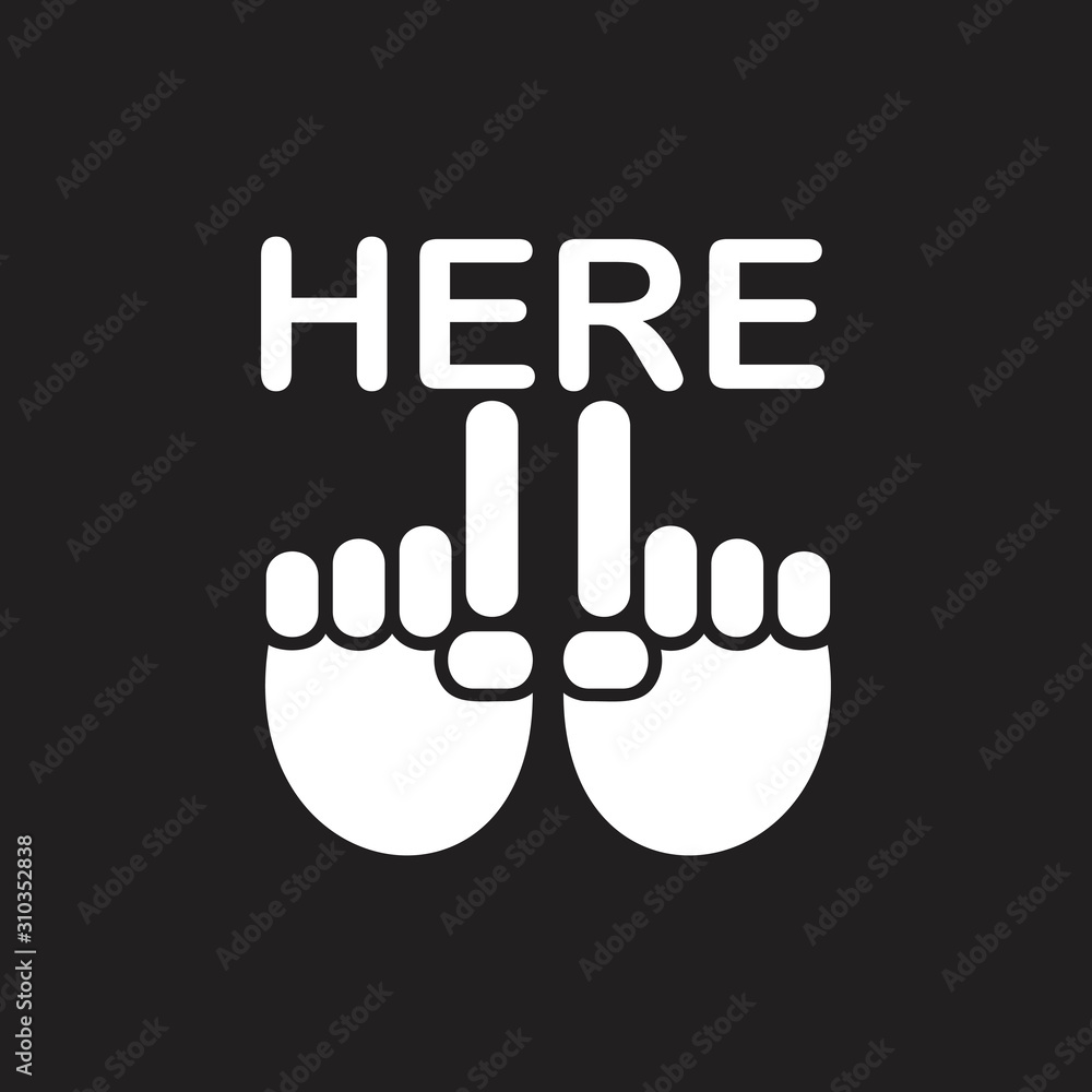 Obraz premium pointing arrow here simple geometric hand symbol vector