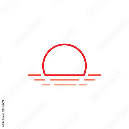 sunset ocean stripes linear simple logo vector