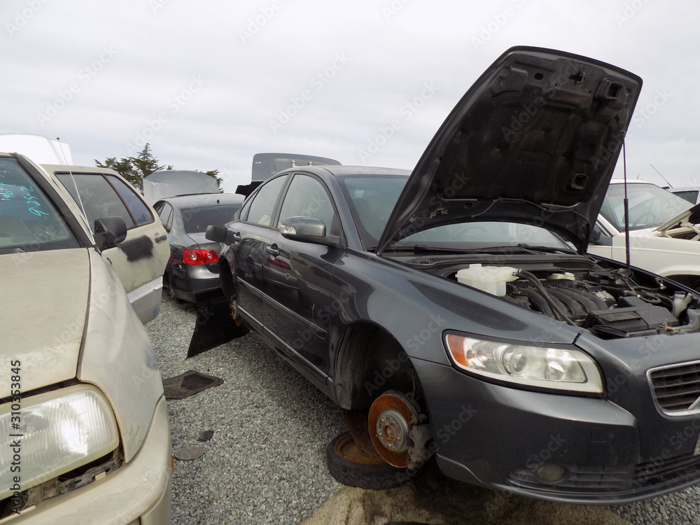 junk yard broken cars hood up old cars junk yard broken cars hood up old cars