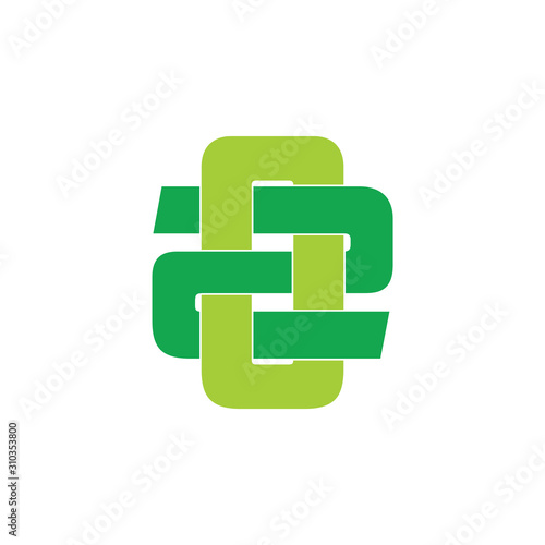 letters o2 simple linked symbol logo vector