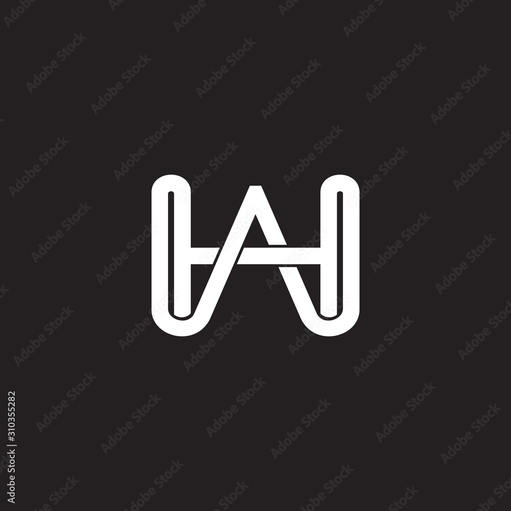 letter wh simple linked geometric line logo vector letter wh simple linked geometric line logo vector