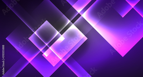 Neon shiny color squares on black, modern template