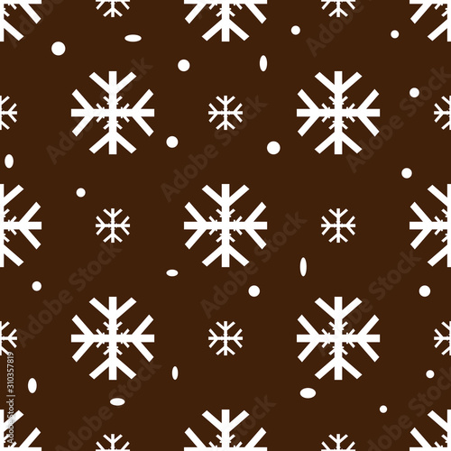 Snowflakes seamless pattern, snow background. Wrapping paper. Christmas wallpaper.