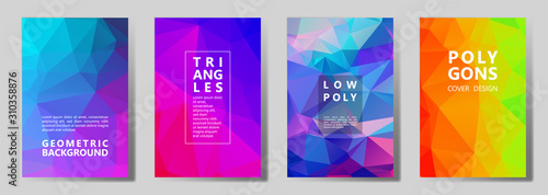 Facet polygonal abstract cover pages  low poly set