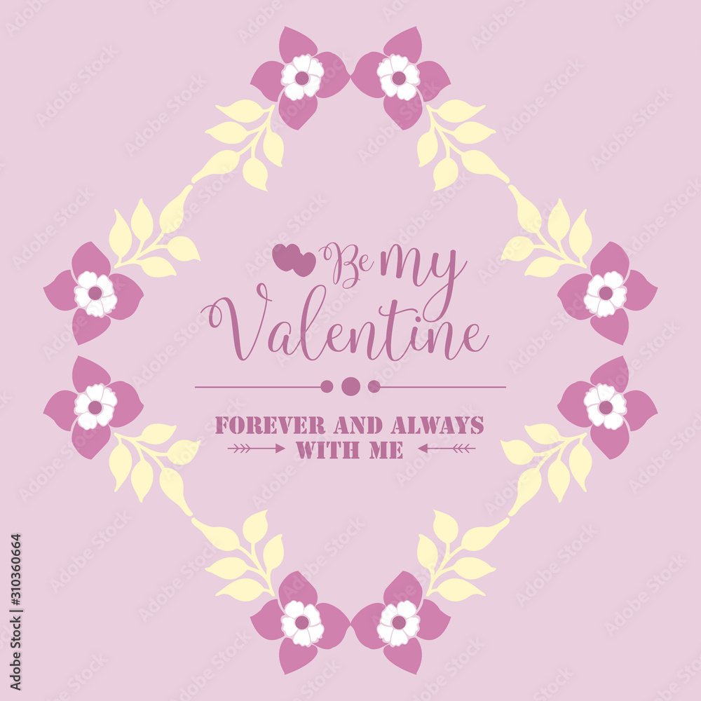 Elegant card happy valentine, with pink and white floral frame unique. Vector Elegant card happy valentine, with pink and white floral frame unique. Vector