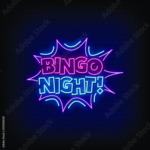 Bingo Night Neon Signs Style Text Vector
