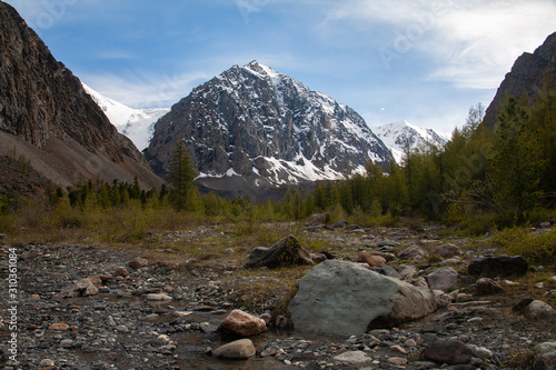 altai mountain rocks glacier snow