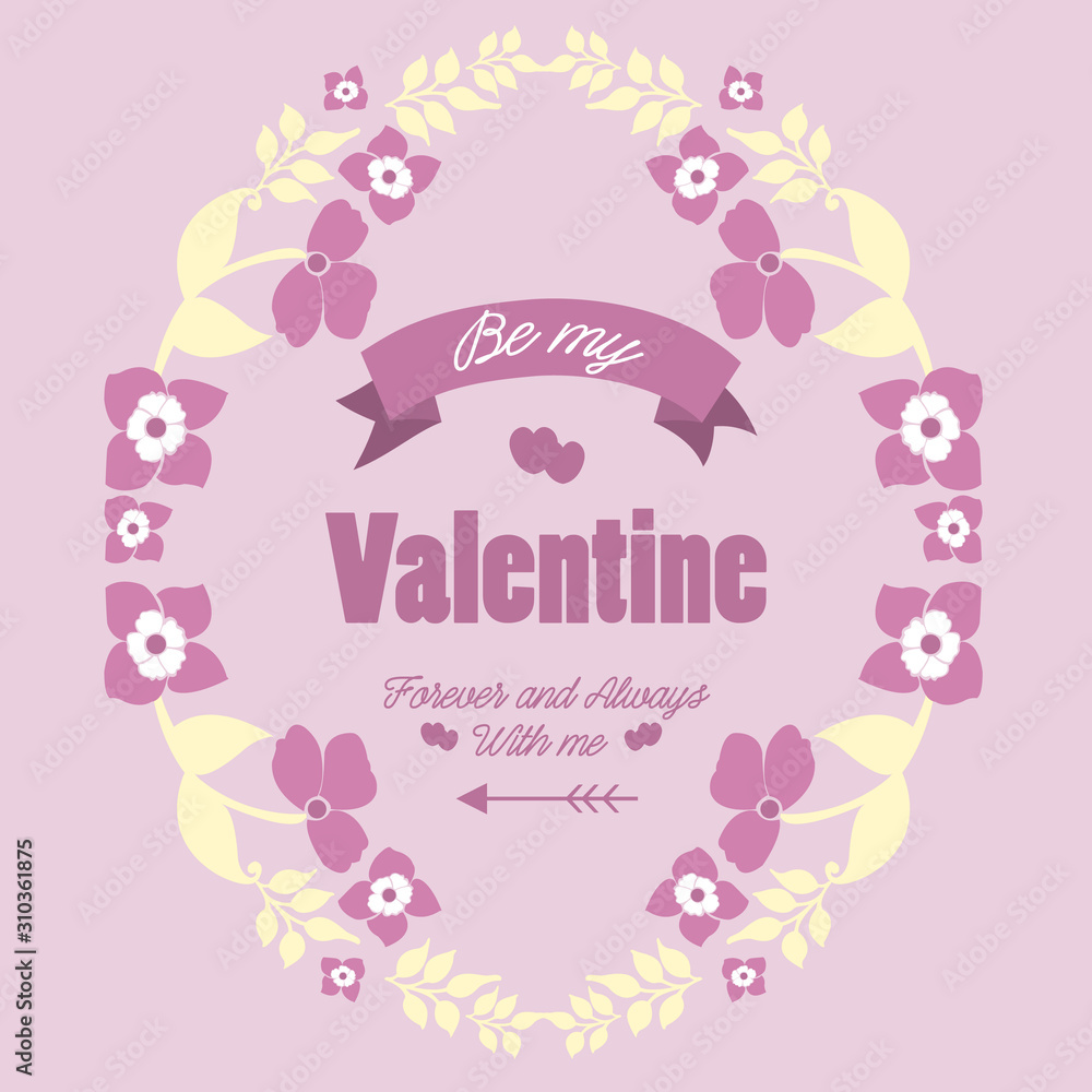 Vintage pink and white floral frame, for decoration of invitation card happy valentine with unique style. Vector