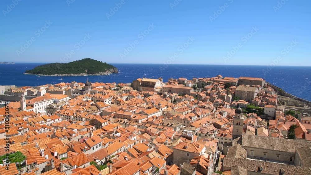 Dubrovnik old city view, tourist travel destination, Mediterranean Sea, Croatia Dubrovnik old city view, tourist travel destination, Mediterranean Sea, Croatia