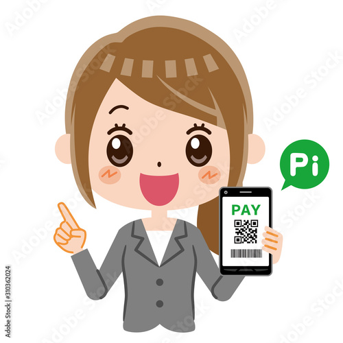 キャッシュレス　PAY　ビジネスウーマン