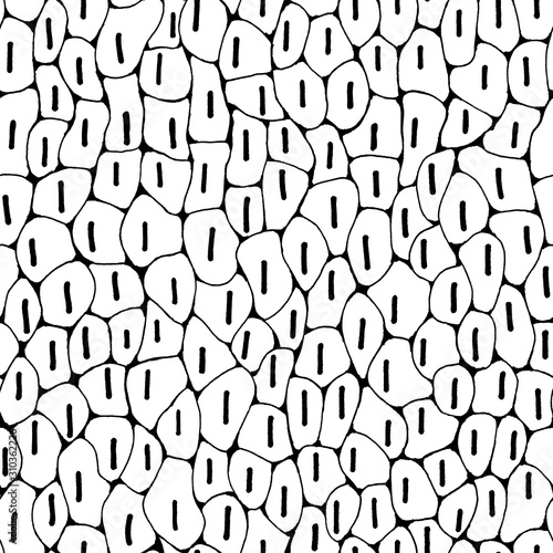 Seamless pattern with abstract simple elements  mosaic on a white background. Hand drawn doodle illustration with lines. Design template  fabric  wallpaper  cover  packaging  wrapper  print.