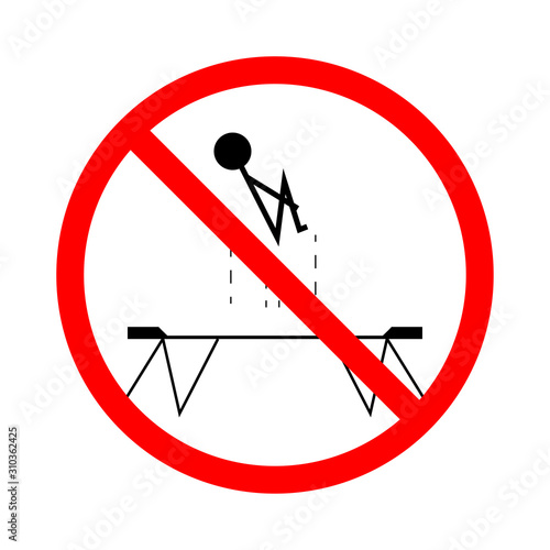 Forbidden somersault on a trampoline sign. Only professionals can sign eps ten