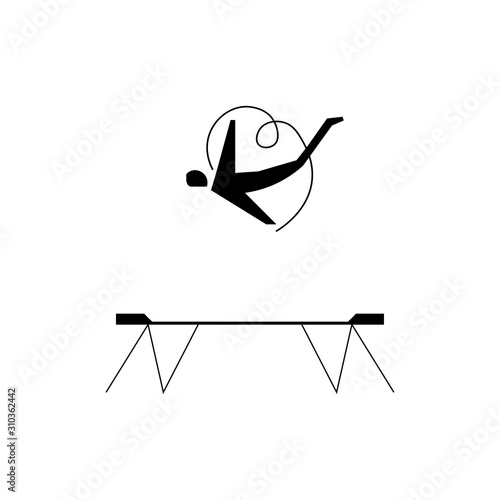 Human figure doing a somersault on a trampoline sign eps  ten
