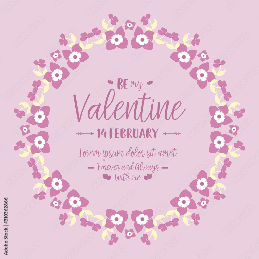 Decoration of greeting card happy valentine, with texture of flower frame elegant. Vector