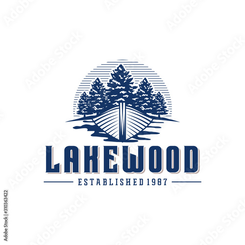 Lakewood vintage logo design inspiration. Vintage lake logo design inspiration.