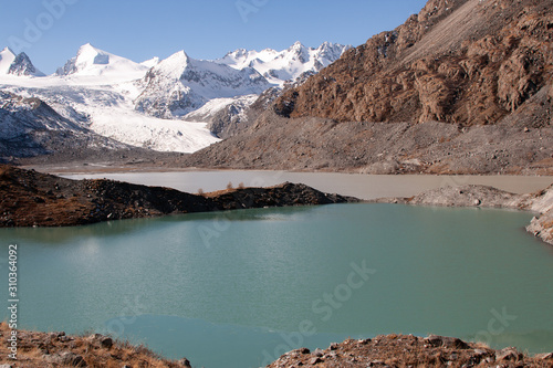 altai mountain lake glacier snow photo