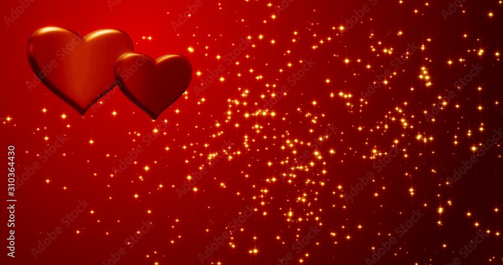 Red hearts. Happy Valentines day background. 3d illustration.
