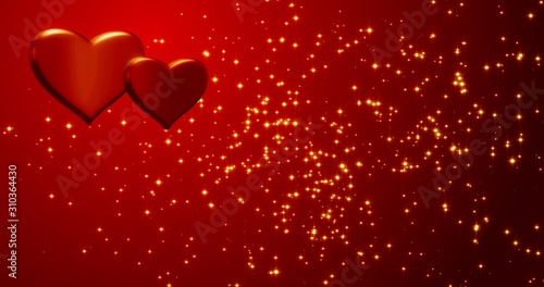 Red hearts. Happy Valentines day background. 3d illustration.