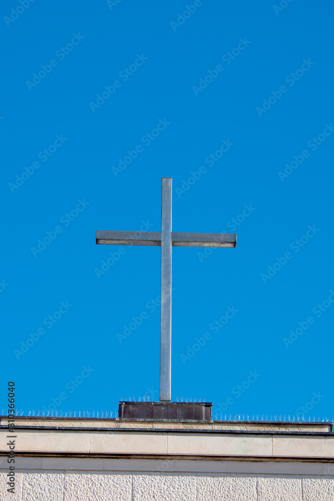 Religious cross on St Domnius Cathedral UNESCO World Heritage Site Split , Croatia