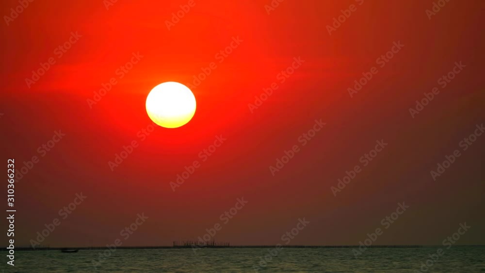 sunset red sky on cloud on sea and fishing boat passing time lapse1 sunset red sky on cloud on sea and fishing boat passing time lapse1